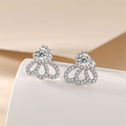 925 Sterling Silver Wing Crown Earrings for Women Elegant Zircon Butterfly Bow Dangle Earrings White Gold Plated