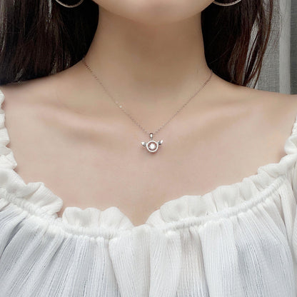 925 Sterling Silver Wing Pendant Necklace with 0.5ct Moissanite Micro-Pavé Cross Chain Women's Elegant Jewelry