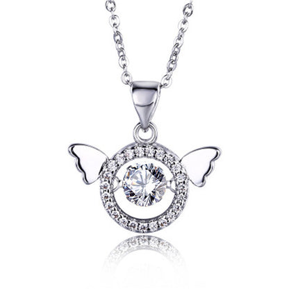 925 Sterling Silver Wing Pendant Necklace with 0.5ct Moissanite Micro-Pavé Cross Chain Women's Elegant Jewelry