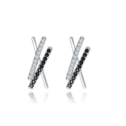925 Sterling Silver X Letter Earrings for Women Minimalist Zircon Initial Studs White Gold Plated