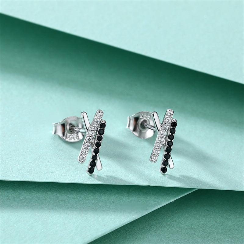 925 Sterling Silver X Letter Earrings for Women Minimalist Zircon Initial Studs White Gold Plated