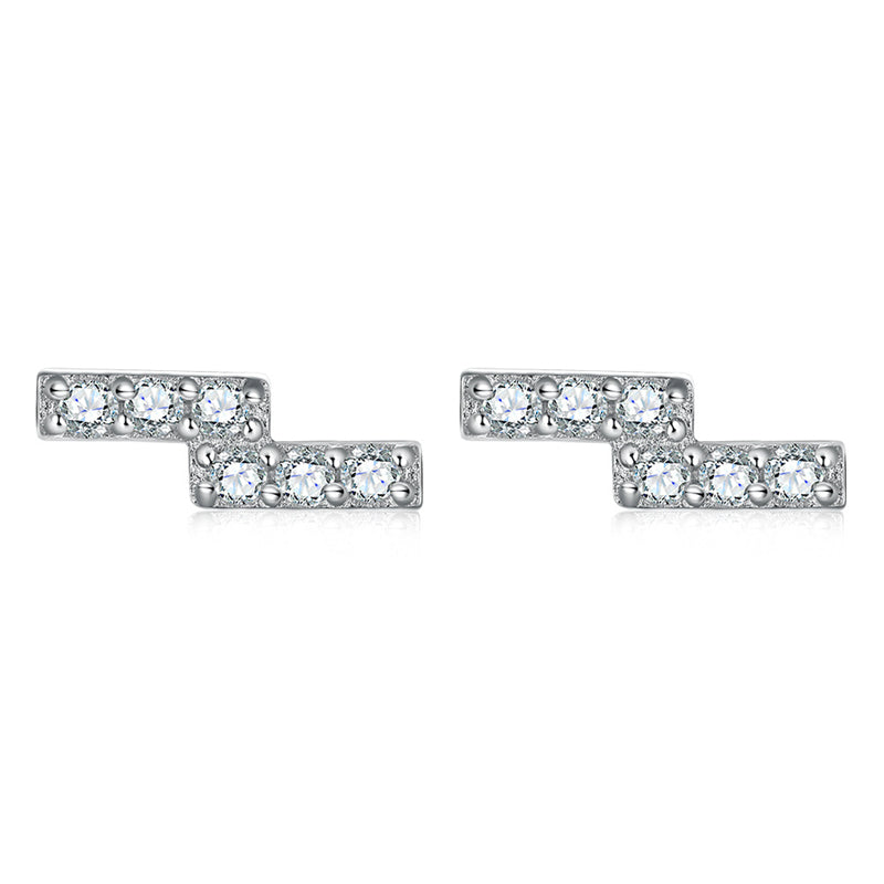 925 Sterling Silver Z Letter Stud Earrings for Women Elegant Full Zircon Alphabet Jewelry White Gold Plated