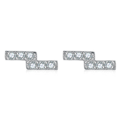 925 Sterling Silver Z Letter Stud Earrings for Women Elegant Full Zircon Alphabet Jewelry White Gold Plated
