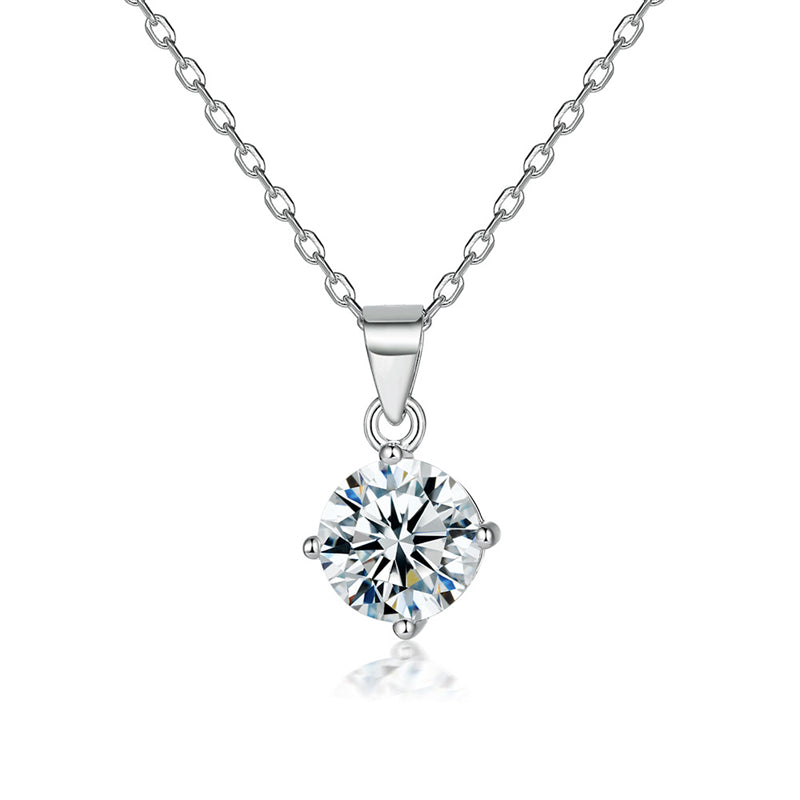925 Sterling Silver Zirconia Geometric Pendant Necklace - Fashionable Collarbone Chain