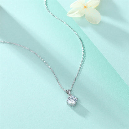 925 Sterling Silver Zirconia Geometric Pendant Necklace - Fashionable Collarbone Chain