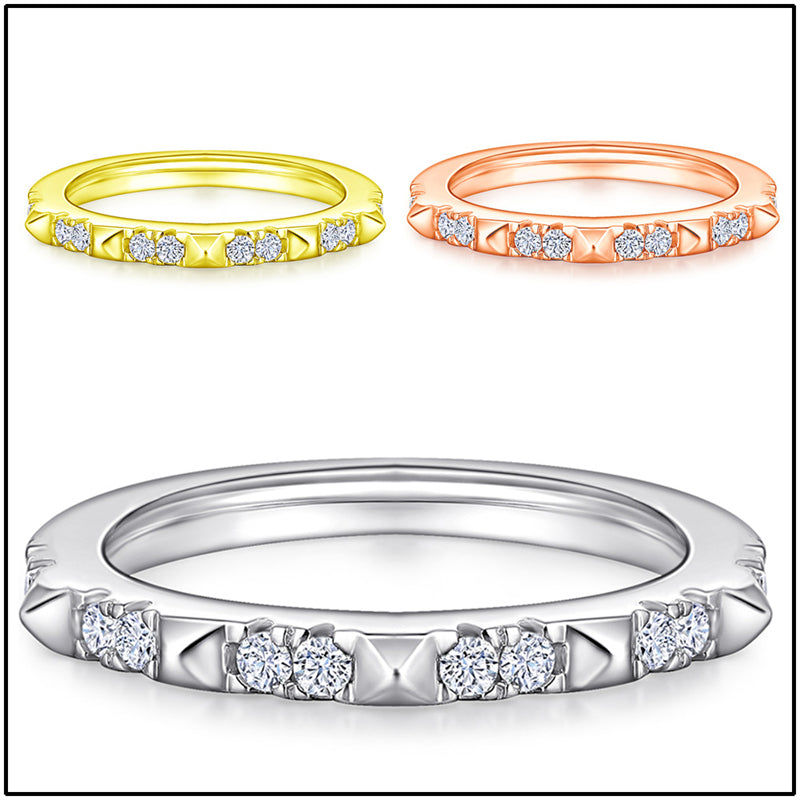 925 Sterling Silver Zirconia Ring - Classic Tarnish-Resistant Band in Rose Gold & More