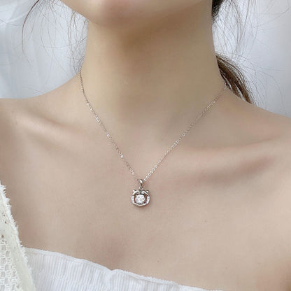 925 Sterling Silver Zodiac Animal Pendant Necklace with 1ct Moissanite & Adjustable Cross Chain