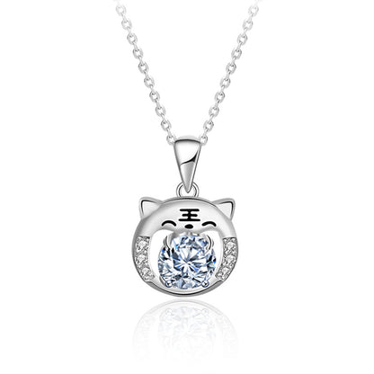 925 Sterling Silver Zodiac Animal Pendant Necklace with 1ct Moissanite & Adjustable Cross Chain
