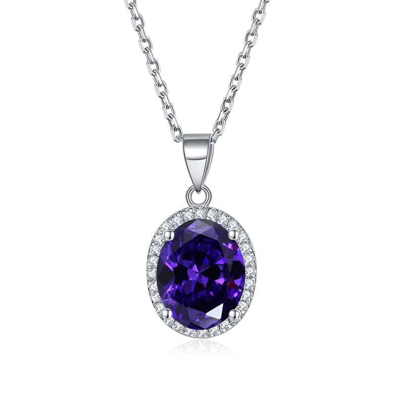 925 Sterling Silver Zodiac Birthstone Necklace - Modern Round Pendant