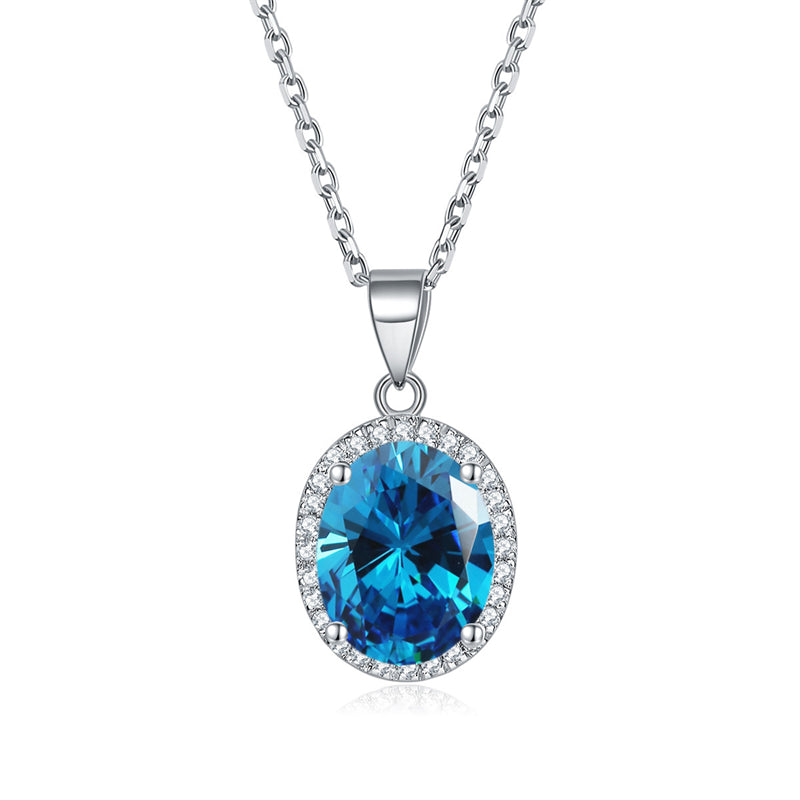 925 Sterling Silver Zodiac Birthstone Necklace - Modern Round Pendant