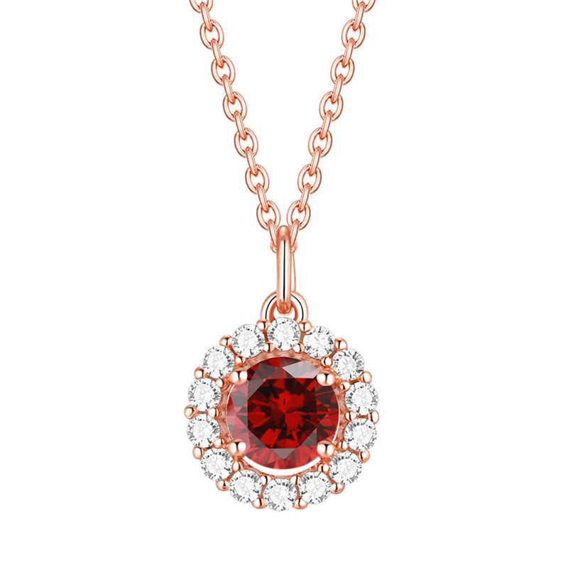 925 Sterling Silver Zodiac Birthstone Necklace - Rose Gold Plated Geometric Pendant