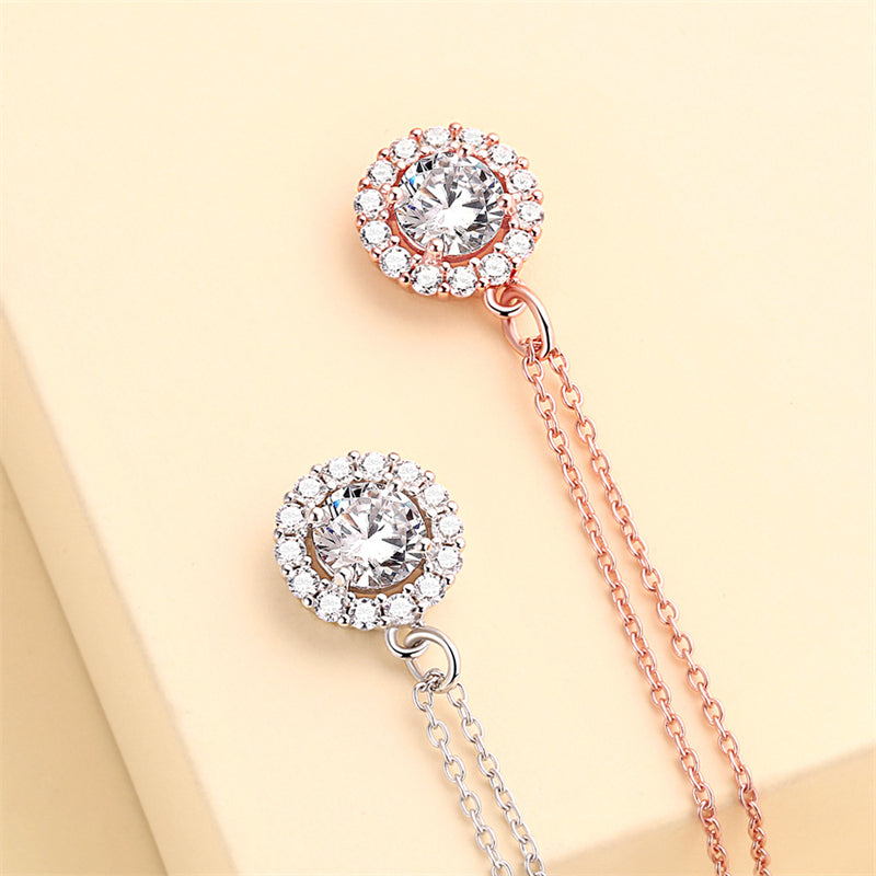 925 Sterling Silver Zodiac Birthstone Necklace - Rose Gold Plated Geometric Pendant