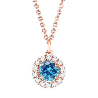 925 Sterling Silver Zodiac Birthstone Necklace - Rose Gold Plated Geometric Pendant