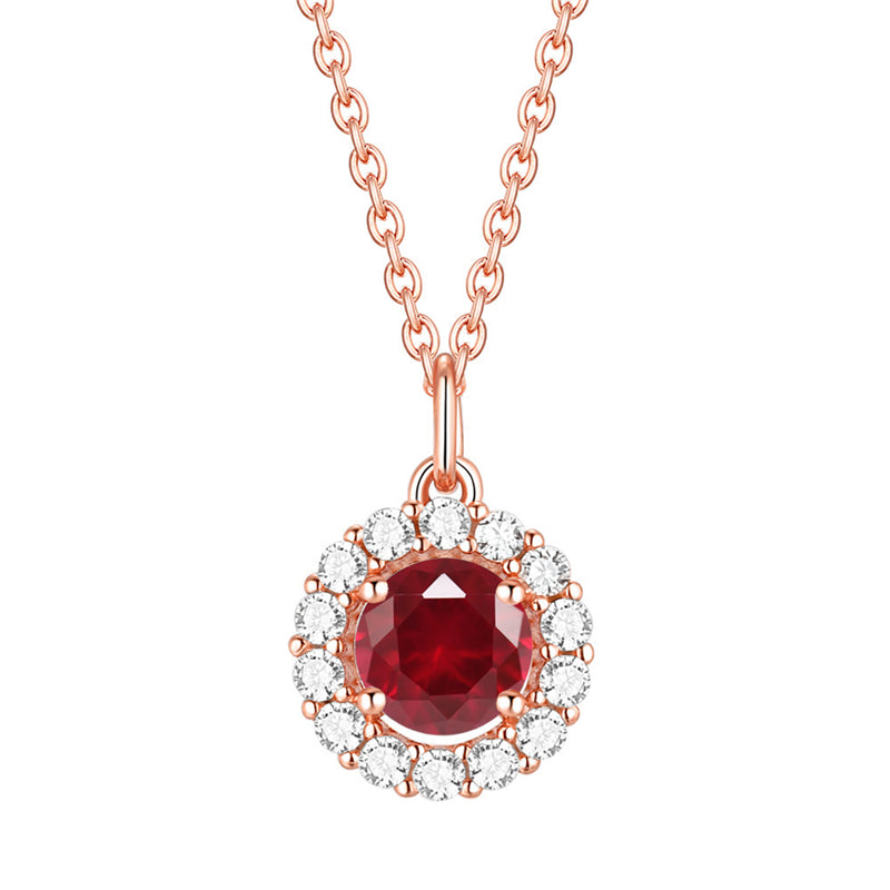 925 Sterling Silver Zodiac Birthstone Necklace - Rose Gold Plated Geometric Pendant