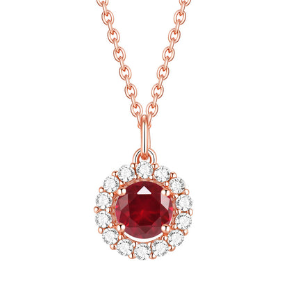 925 Sterling Silver Zodiac Birthstone Necklace - Rose Gold Plated Geometric Pendant