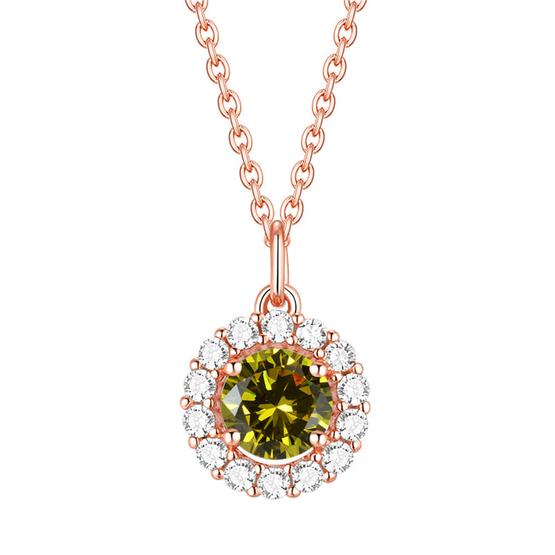 925 Sterling Silver Zodiac Birthstone Necklace - Rose Gold Plated Geometric Pendant