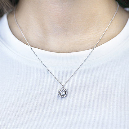 925 Sterling Silver Zodiac Birthstone Necklace - Rose Gold Plated Geometric Pendant