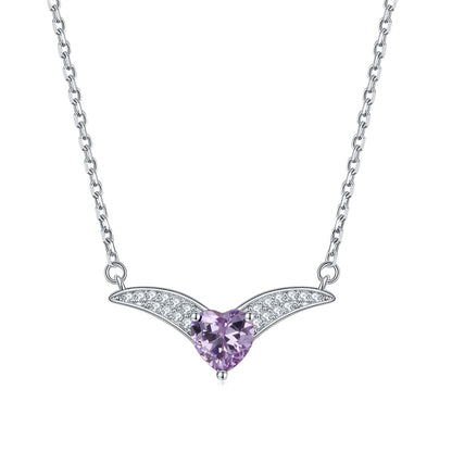 925 Sterling Silver Zodiac Heart Pendant Necklace - Elegant V-Collarbone Chain
