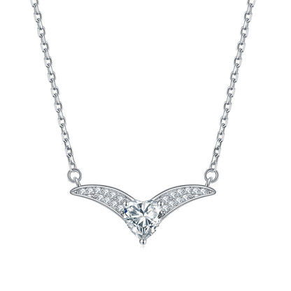 925 Sterling Silver Zodiac Heart Pendant Necklace - Elegant V-Collarbone Chain
