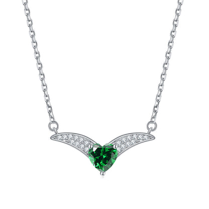 925 Sterling Silver Zodiac Heart Pendant Necklace - Elegant V-Collarbone Chain