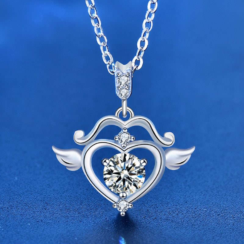 925 Sterling Silver Zodiac Pendant Necklace with 0.5ct Moissanite Cross Chain Cupid Arrow Design Business Casual Jewelry