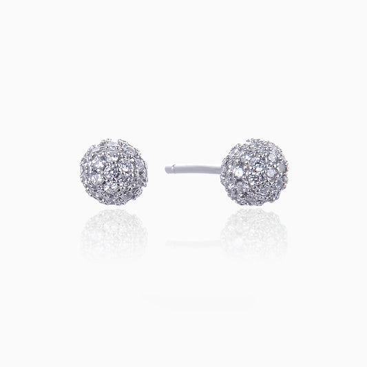925 Sterling Silver 'Fu' Character Stud Earrings with CZ - Chinese Style Blessing Earrings for Women