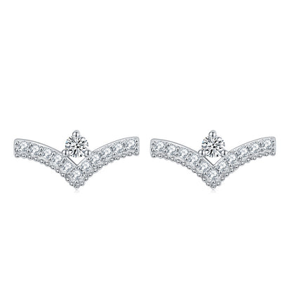 925 Sterling Silver 'V' Letter Stud Earrings – Minimalist Alphabet Zircon Jewelry