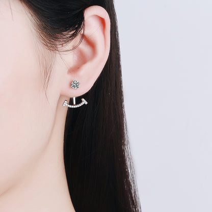 925 Sterling Silver 4-Prong Smile Earrings with 1.19ct Moissanite – Convertible Stud/Dangle Design