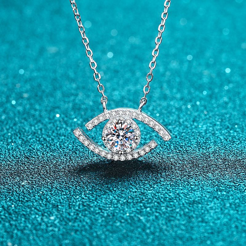 925 Sterling Silver Evil Eye Pendant Necklace - 0.5CT Moissanite Instagram-Worthy Talisman