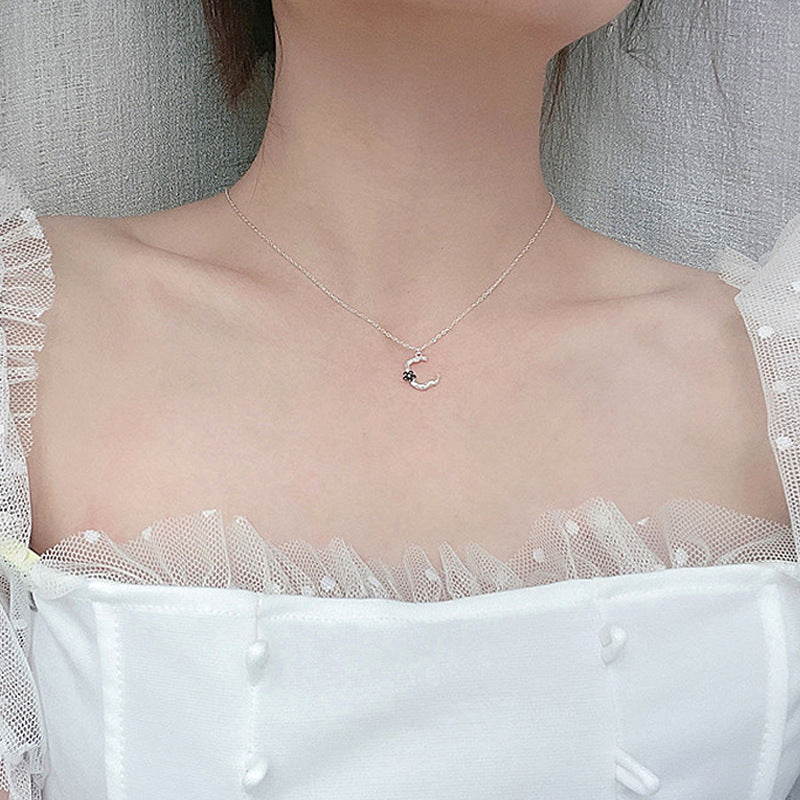 925 Sterling Silver Floral Couple Pendant Necklace Set Matching His & Hers Flower Design Cross Chain Minimalist Jewelry