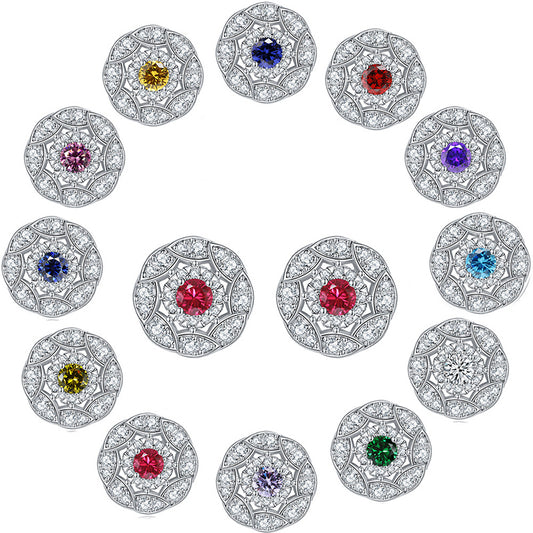 925 Sterling Silver Floral Zircon Stud Earrings – Whimsical Birthstone Flower Collection