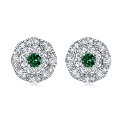 925 Sterling Silver Floral Zircon Stud Earrings – Whimsical Birthstone Flower Collection