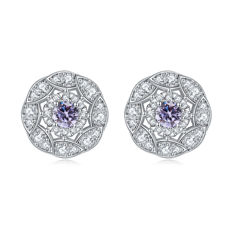 925 Sterling Silver Floral Zircon Stud Earrings – Whimsical Birthstone Flower Collection