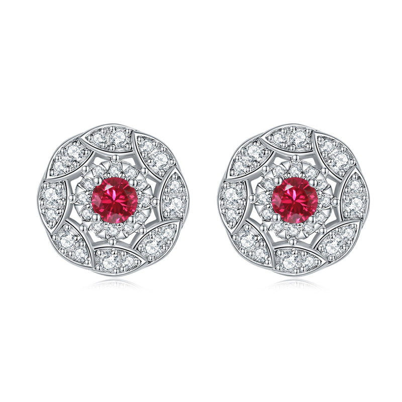 925 Sterling Silver Floral Zircon Stud Earrings – Whimsical Birthstone Flower Collection