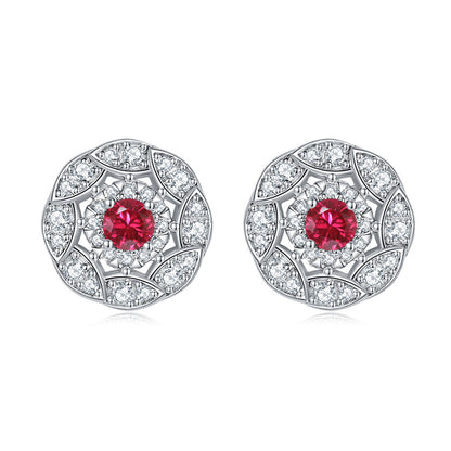 925 Sterling Silver Floral Zircon Stud Earrings – Whimsical Birthstone Flower Collection