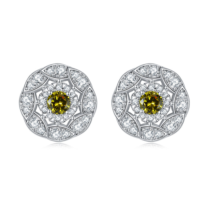 925 Sterling Silver Floral Zircon Stud Earrings – Whimsical Birthstone Flower Collection