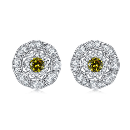 925 Sterling Silver Floral Zircon Stud Earrings – Whimsical Birthstone Flower Collection