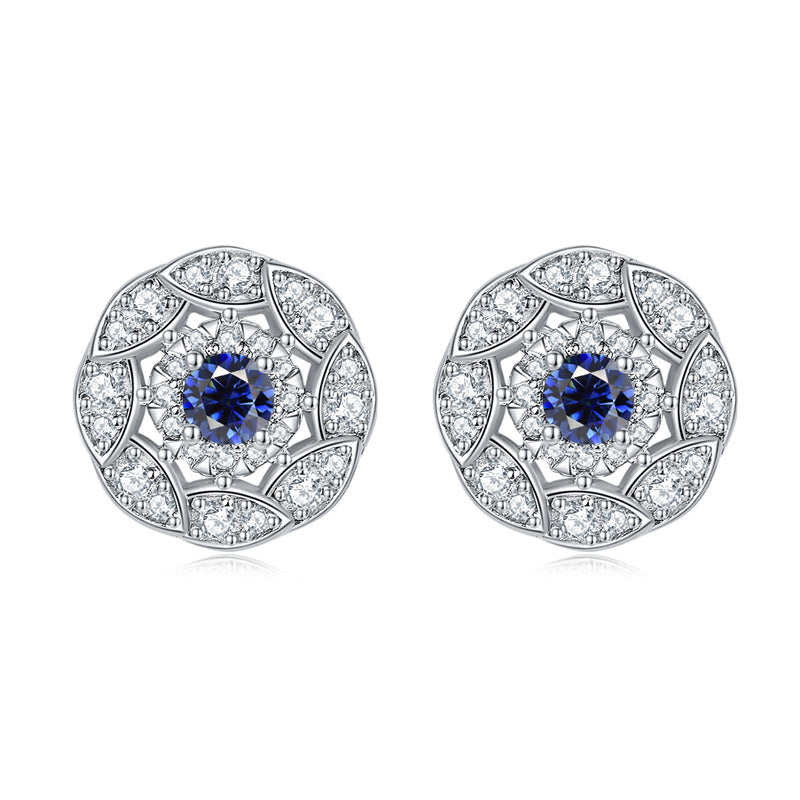 925 Sterling Silver Floral Zircon Stud Earrings – Whimsical Birthstone Flower Collection