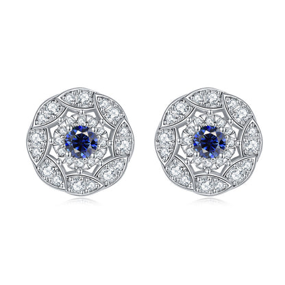 925 Sterling Silver Floral Zircon Stud Earrings – Whimsical Birthstone Flower Collection
