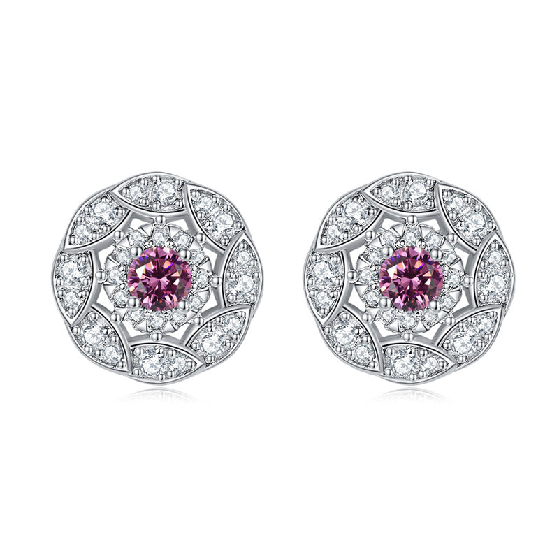 925 Sterling Silver Floral Zircon Stud Earrings – Whimsical Birthstone Flower Collection