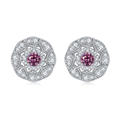 925 Sterling Silver Floral Zircon Stud Earrings – Whimsical Birthstone Flower Collection