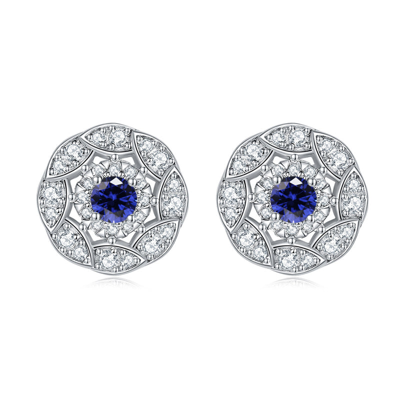 925 Sterling Silver Floral Zircon Stud Earrings – Whimsical Birthstone Flower Collection