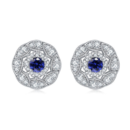 925 Sterling Silver Floral Zircon Stud Earrings – Whimsical Birthstone Flower Collection