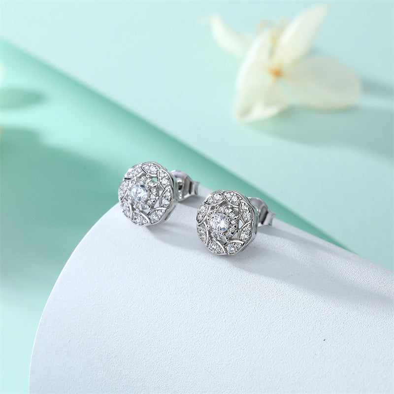 925 Sterling Silver Floral Zircon Stud Earrings – Whimsical Birthstone Flower Collection