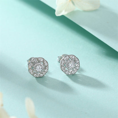 925 Sterling Silver Floral Zircon Stud Earrings – Whimsical Birthstone Flower Collection