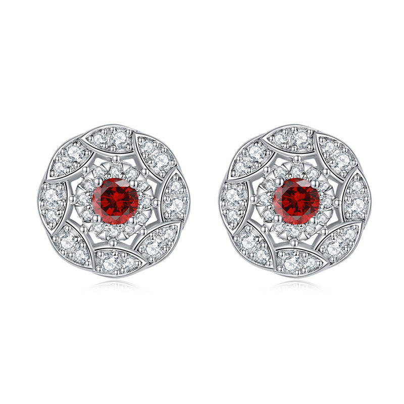 925 Sterling Silver Floral Zircon Stud Earrings – Whimsical Birthstone Flower Collection