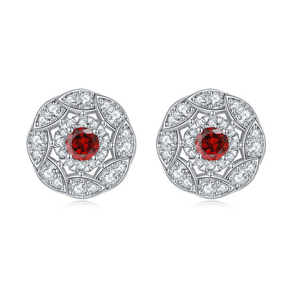 925 Sterling Silver Floral Zircon Stud Earrings – Whimsical Birthstone Flower Collection