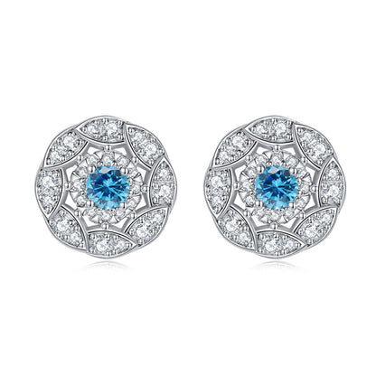 925 Sterling Silver Floral Zircon Stud Earrings – Whimsical Birthstone Flower Collection
