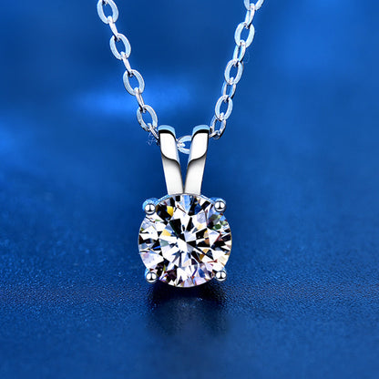 925 Sterling Silver Geometric Pendant Necklace with 0.5ct-5ct Moissanite (White/Yellow Gold) Cross Chain, Women's Minimalist Jewelry