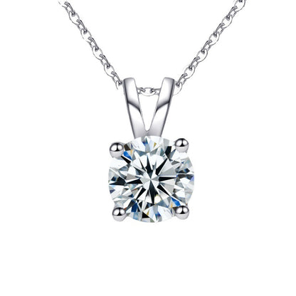 925 Sterling Silver Geometric Pendant Necklace with 0.5ct-5ct Moissanite (White/Yellow Gold) Cross Chain, Women's Minimalist Jewelry